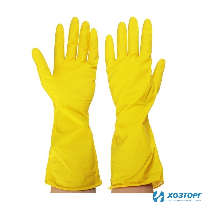 Перчатки резиновые желтые, размер  M, VETTA 447-005 (1/12)