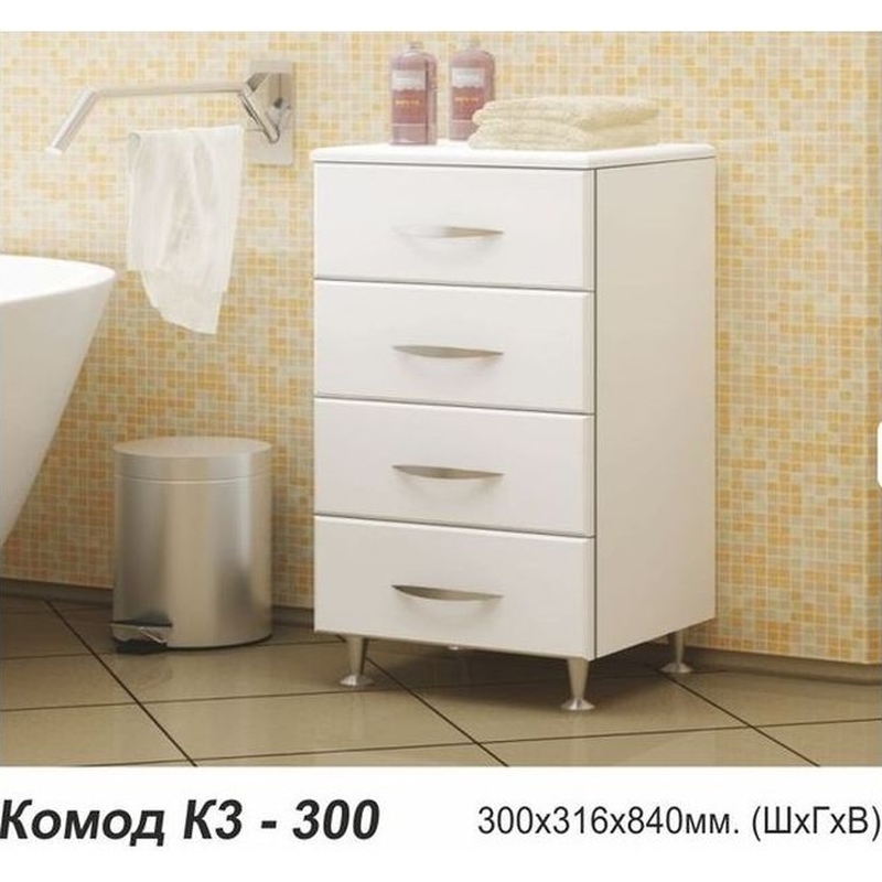 Комод для ванной комнаты К-3-300 (белый) 0423 (MDW) (1/1)