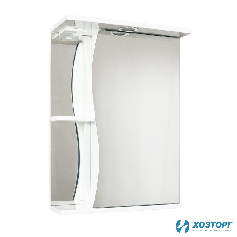 Шкаф-зеркало для ванной ВОЛНА 530 белый, правое (без подсветки) 0029 (MDW) (1/1)
