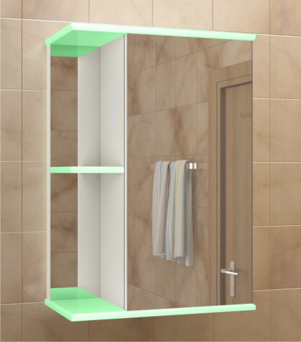 Шкаф-зеркало для ванной УЮТ 04 салатовый, правое (без подсветки) 0381 (MDW) (1/1)