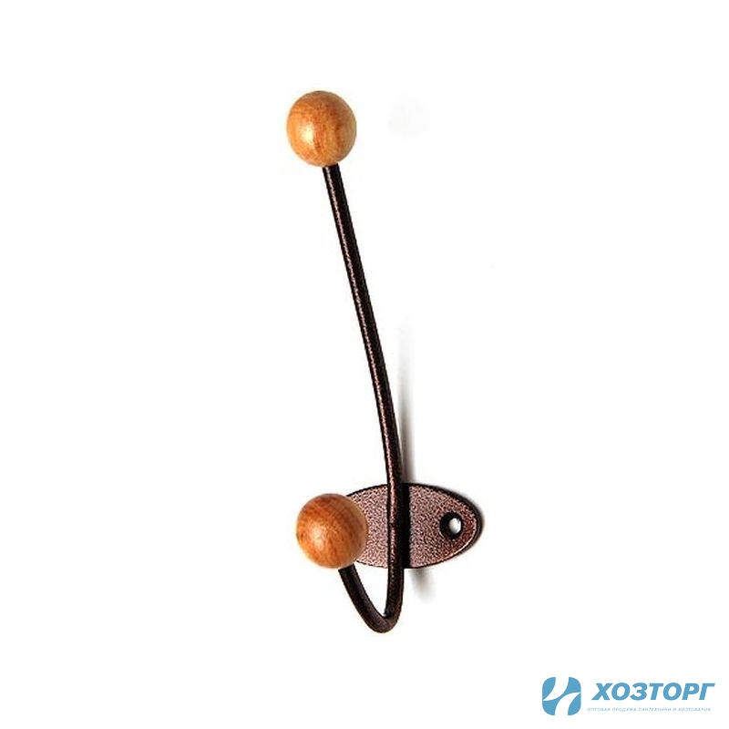 Крючок-вешалка с деревянными шариками КВД-2 (медн. антик)  00014527 (1/50)