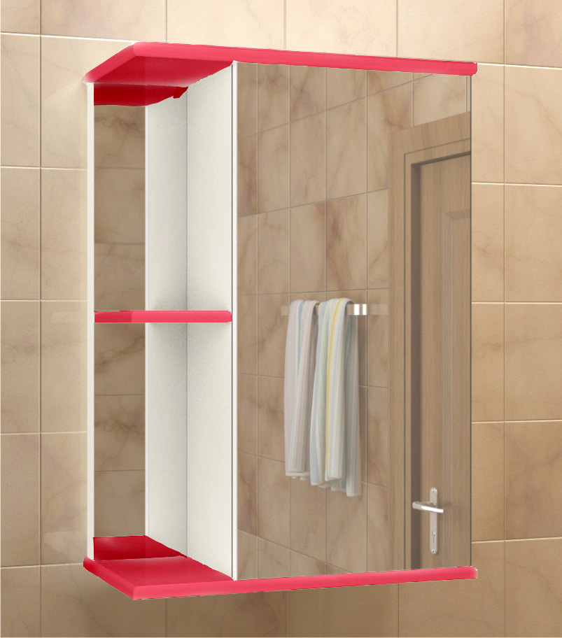 Шкаф-зеркало для ванной УЮТ 04 красный, правое (без подсветки) 3136 (MDW) (1/1)