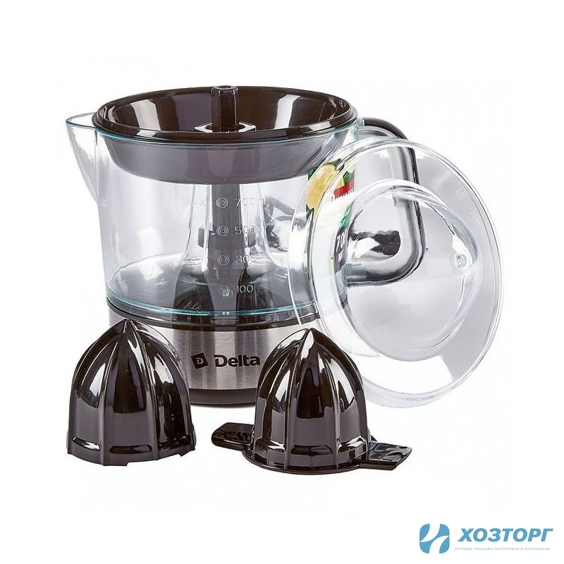 Соковыжималка 40Вт, черная, нерж.сталь, ёмкость д/сока 700мл/DELTA DL-0233 (1/12)