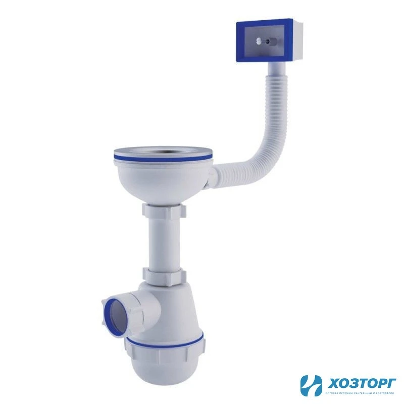 Сифон бутылочный 1 1/2" чашка Ø115мм, перелив гибкий, выпуск Ø40мм АНИ ГРОТ А0145S (1/10)