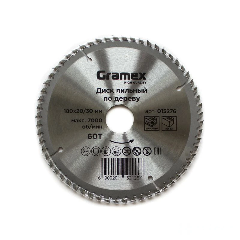 Диск пильный по дереву 180*30/20*60Т GRAMEX (1/50)