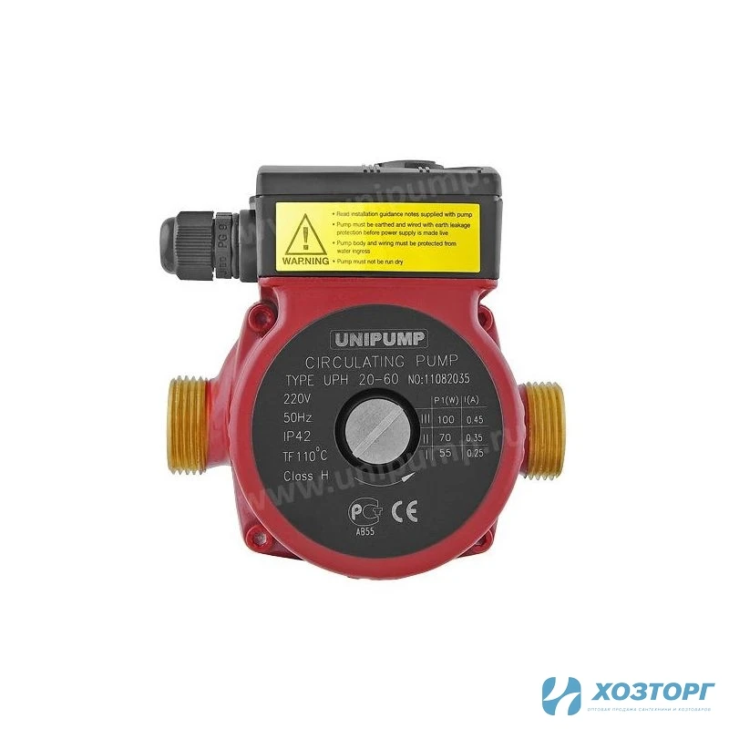 Насос циркуляционный UNIPUMP UPН 20-60, 130мм, напор 6м, 100Вт, подключение 2", 21725 (1/8)
