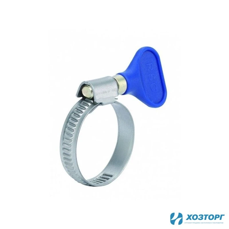 Хомут червячный 16-25 мм шир.8мм с ручкой для закручивания нерж (100/1 000)