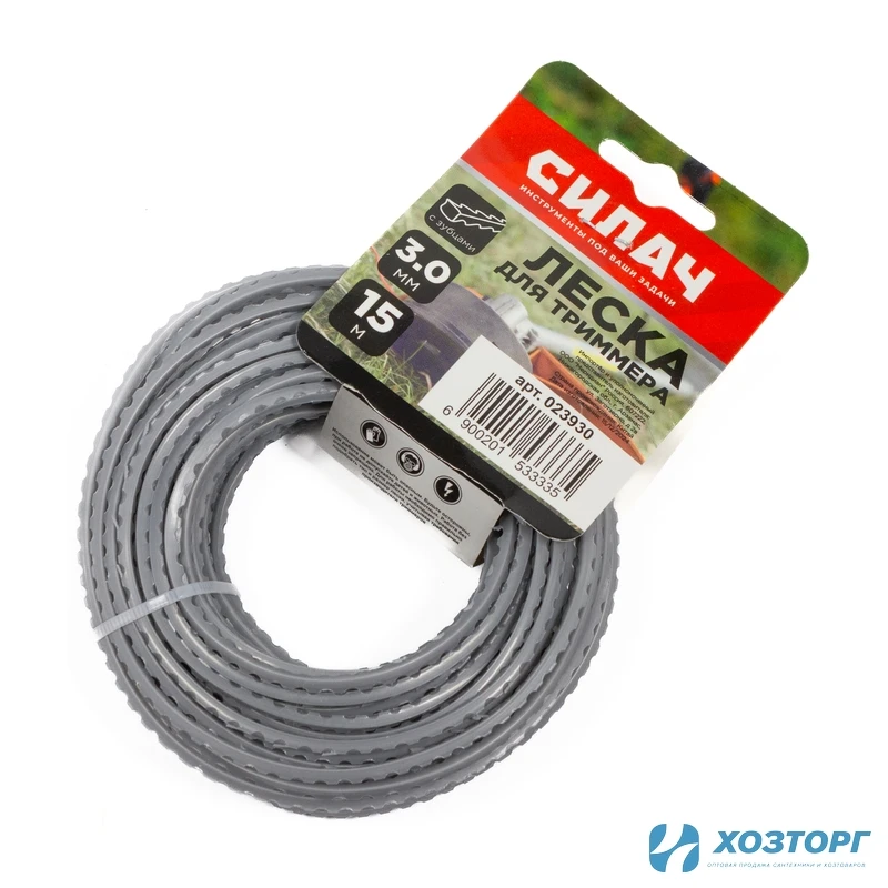 Леска СИЛАЧ 3,0 мм зубья пилы , серый,15 метров (5/180)