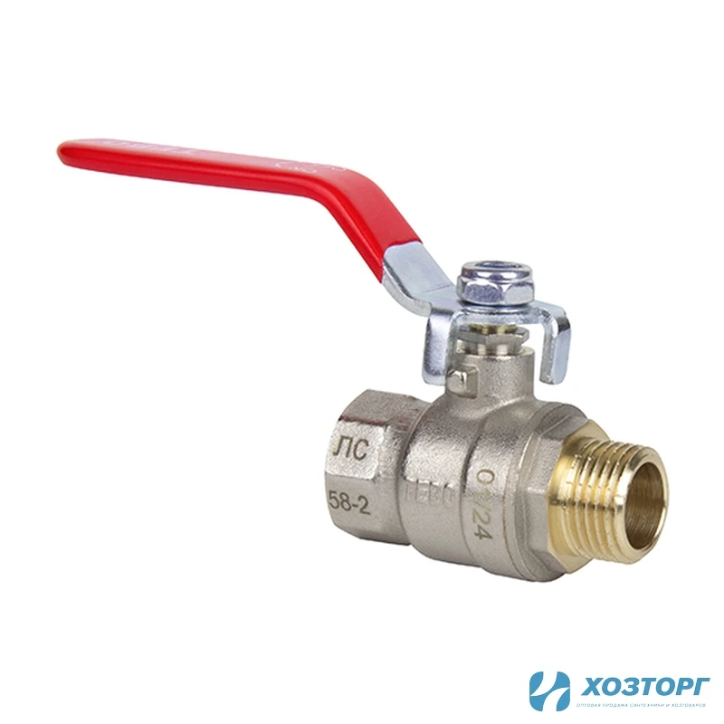 Кран шаровой полный проход TEBO 1/2" В-Н ручка гайка-штуцер T-КШ.202.12.КР.CN (8/64)
