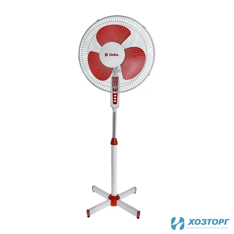 Вентилятор напольный 45Вт , 3 скорости Delta DL-003N белый с красным (4/4)