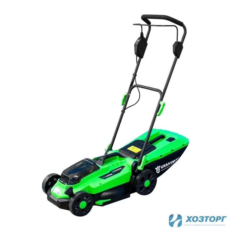 Газонокосилка аккумуляторная бесщеточная GRASSMAN BL-233, 21V, 1 акб 4,0А/ч ,ширина 33см, травосбор. 30л ,высота скашивания 25-75 мм (1/9)