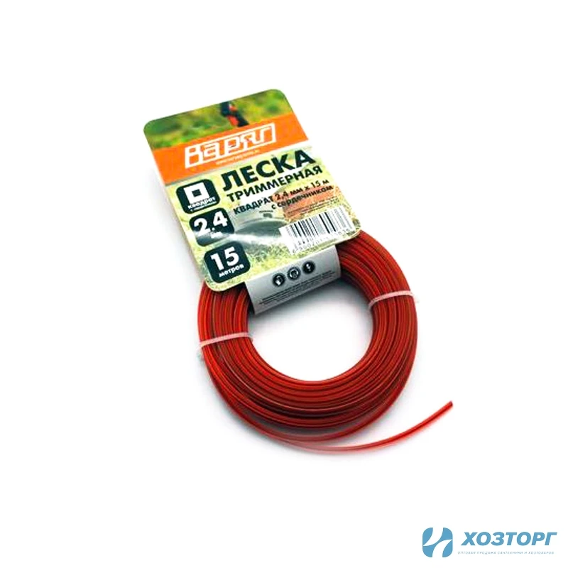 Леска ВАРЯГ 2,4 мм квадрат с сердечн ,оранж ,15 метров (5/280)