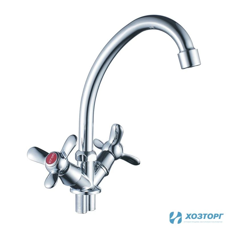 Смеситель д/кухни CRON 4012-2, 1/2 керамика, хром, излив стандартный, п/г (2/20)