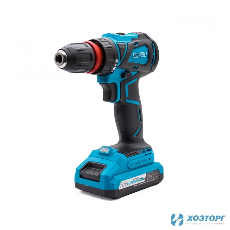 Дрель аккумуляторная ВАРЯГ ДА-21/2Н+DFR (БЕСЩЕТОЧНАЯ, 21В, пат10мм-3/8"DFR, 2 скорости, 50Нм, АКБ Li-ion 2,0Ач) кейс, 2 АКБ, З/У (1/8)