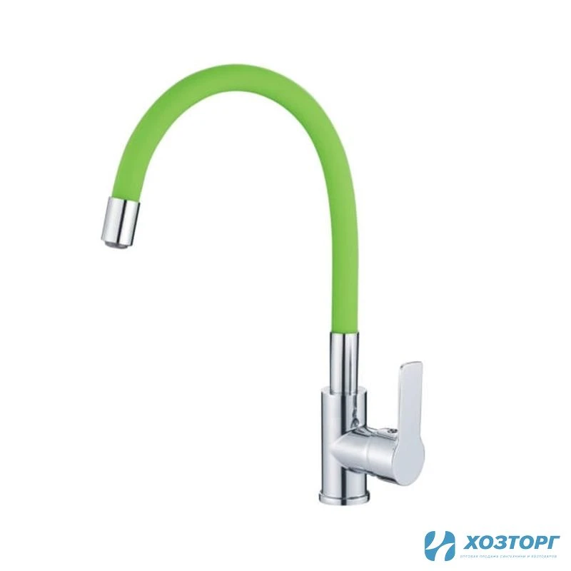 Смеситель  д/кухни DORON DC 2655GREEN-N, шаровый, зеленый, излив гибкий силиконовый, п/г (1/10)