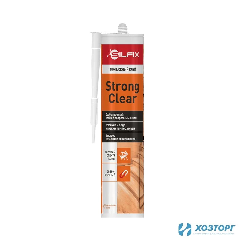 Клей SILFIX StrongClear монтажный универсальный прозрачный 290 мл, H4065 (1/12)