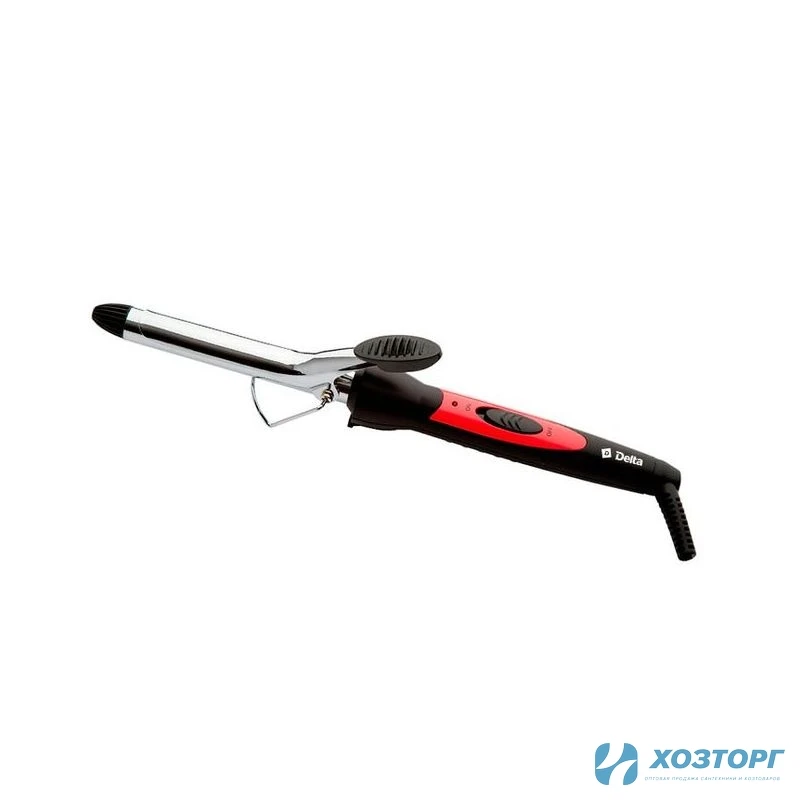 Щипцы для волос DELTA-0623 черныЙ с красным, 25Вт, макс.темп. нагрева 180С, дим.19 мм, термор-л (1/24)