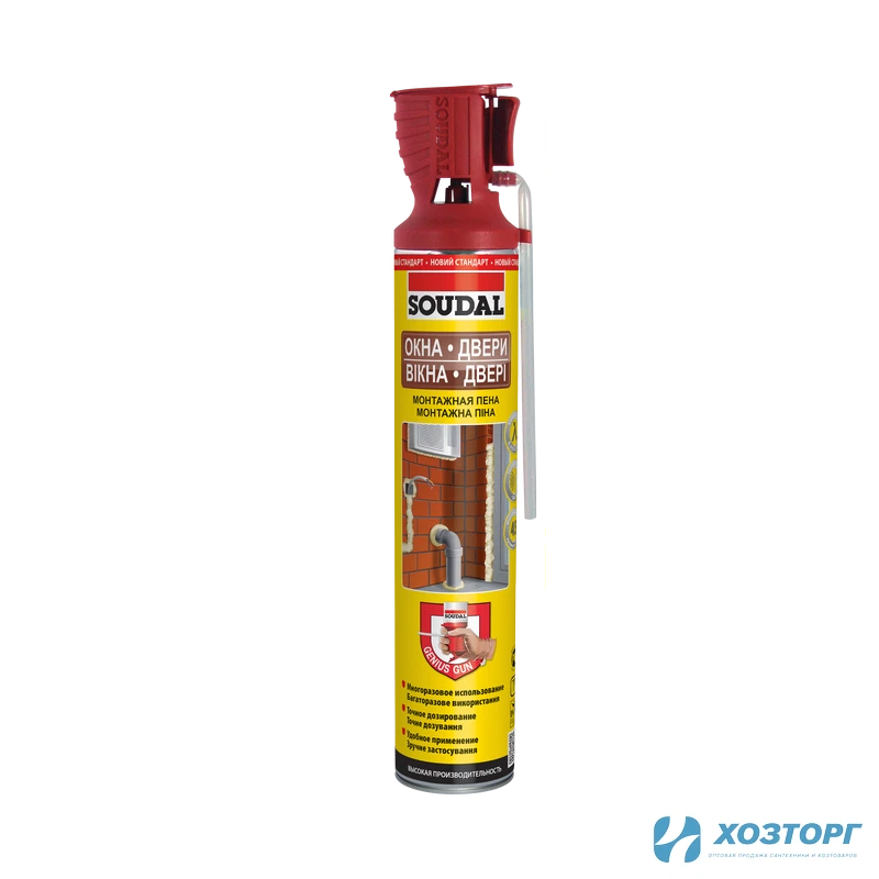 Пена монтажная бытовая 750 мл с аппликатором Genius Gun SOUDAL 131132 (1/12)