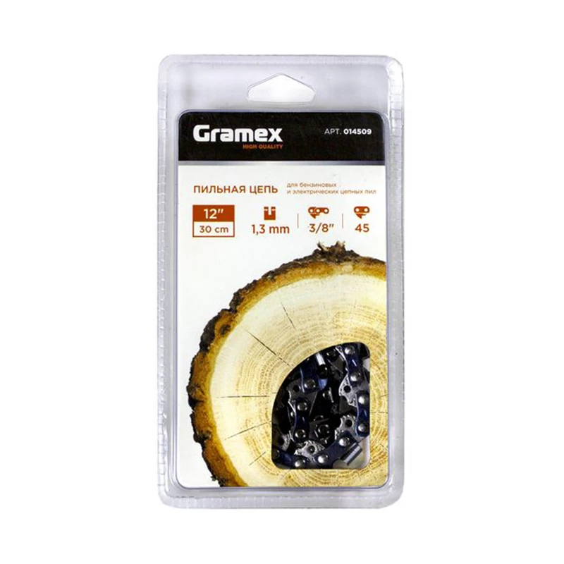 Цепь  пильная Gramex SEMI CHISEL 3/8" LP, 1,3мм, 45 звеньев ,блистер (1/100)
