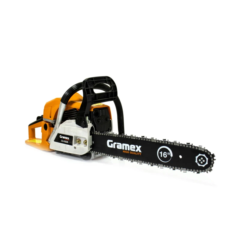яя_Пила бензиновая цепная GRAMEX CS-1628 /2,0кВт/2,8л.с.шина16"/40см,64зв/легкий запуск (1/2)