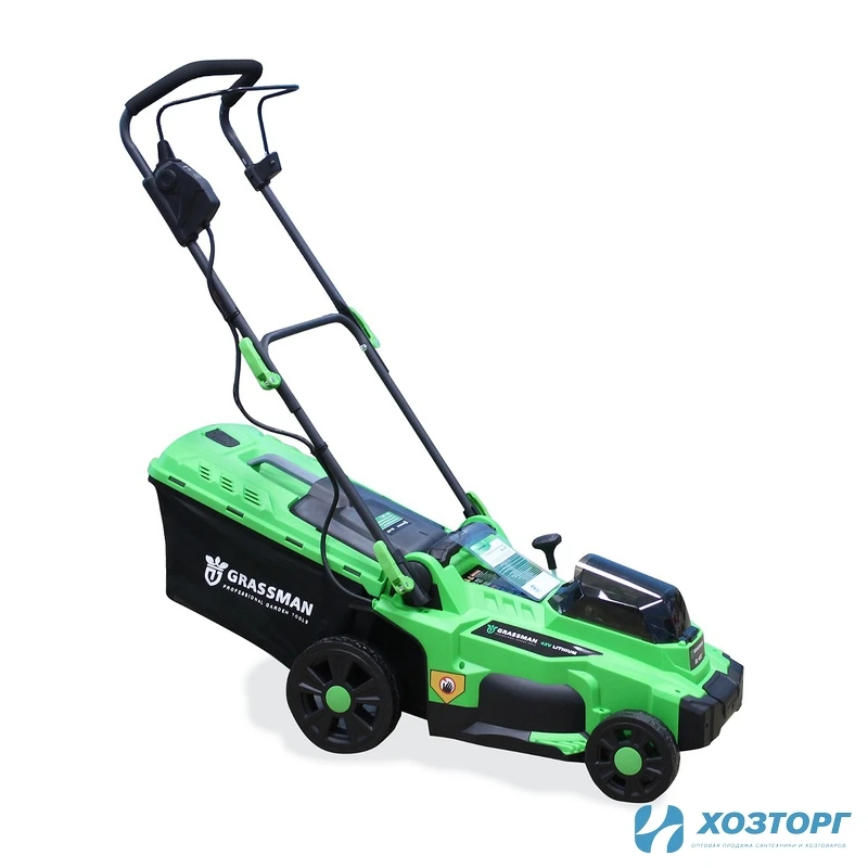 Газонокосилка аккумуляторная бесщеточная GRASSMAN BL-437, 21+21V, 2 акб ,4А/ч,ширина 37см, травосбор. 35л ,высота скашивания 25-75 мм (1/12)