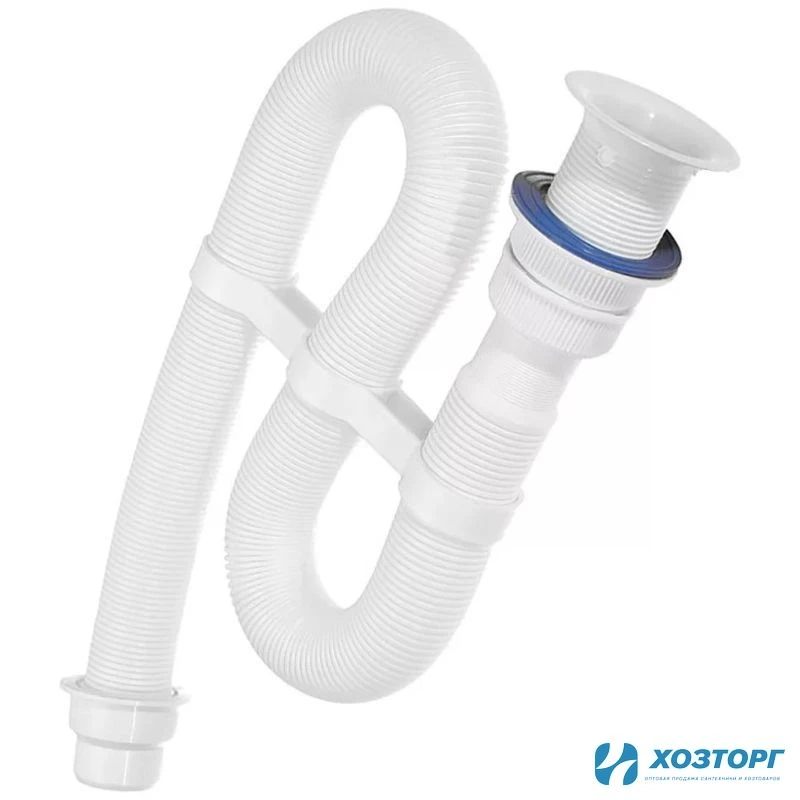 Сифон гофрированный 1 1/4" чашка Ø63мм, выпуск Ø40/50мм "VIR" 30980314 (1/30)