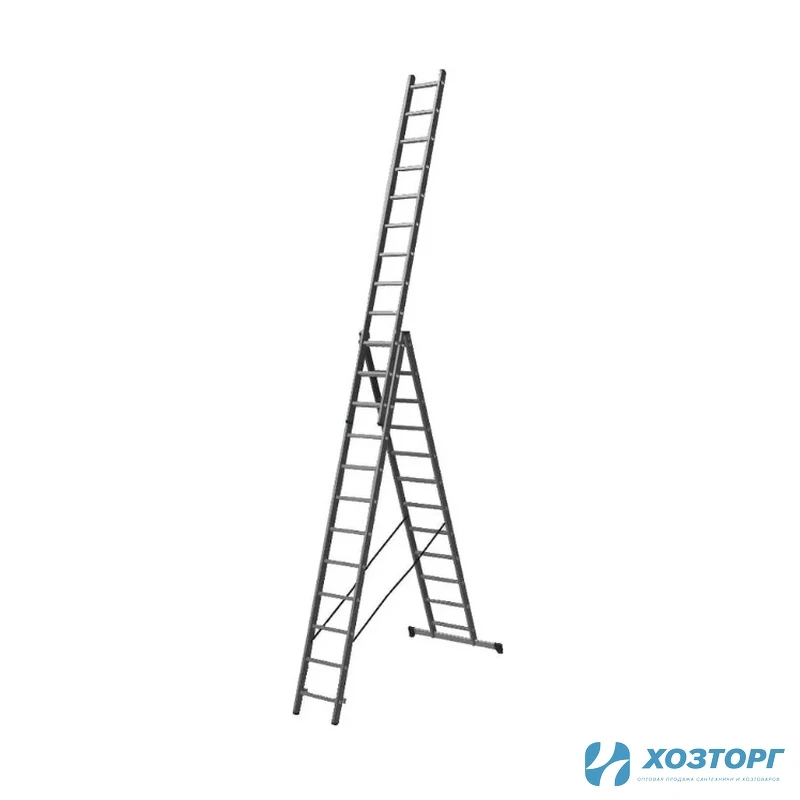 Лестница алюминиевая трёхсекционная 12 ступеней,  СИЛАЧ 3*12,  3,42/5,98/8 м (1/1)