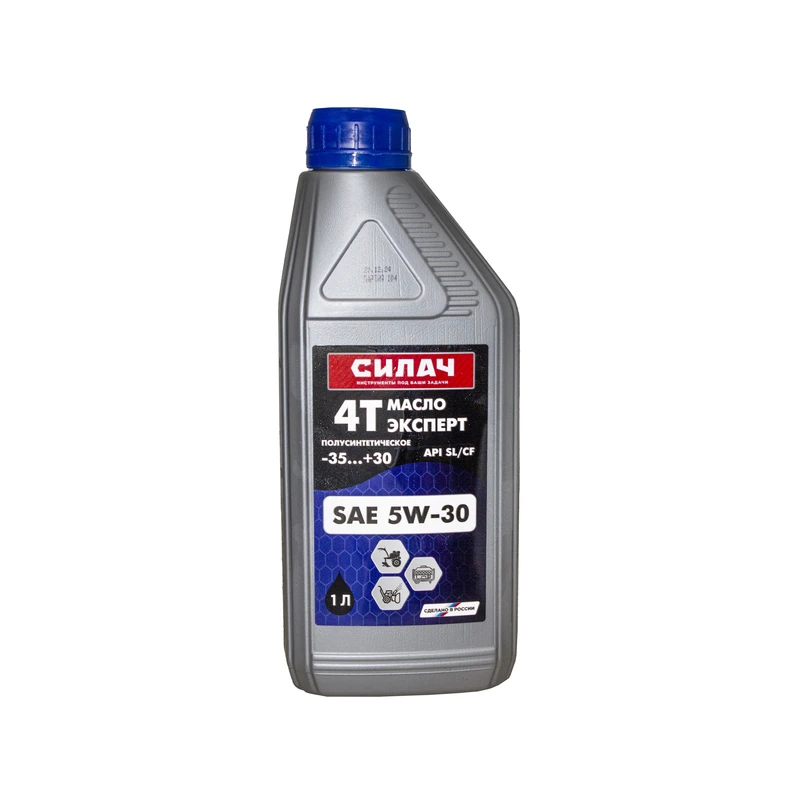 Масло четырехтактное  полусинтетическое  СИЛАЧ ЭКСПЕРТ 4Т SAE 5W/30 API SL/CF, 1 литр (1/12)