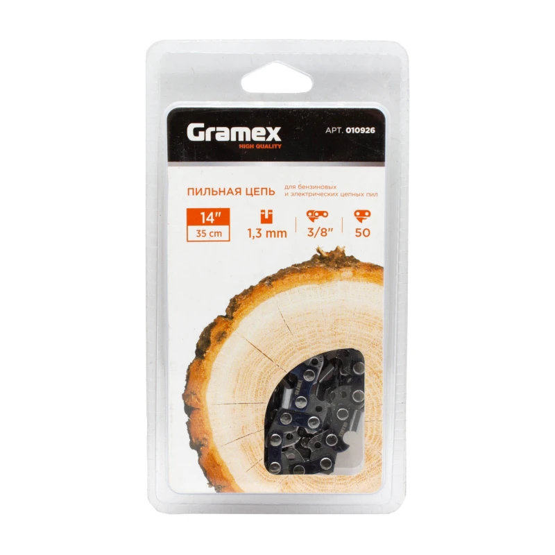 Цепь  пильная Gramex SEMI CHISEL 3/8" LP, 1,3мм, 50 звеньев ,блистер (1/100)