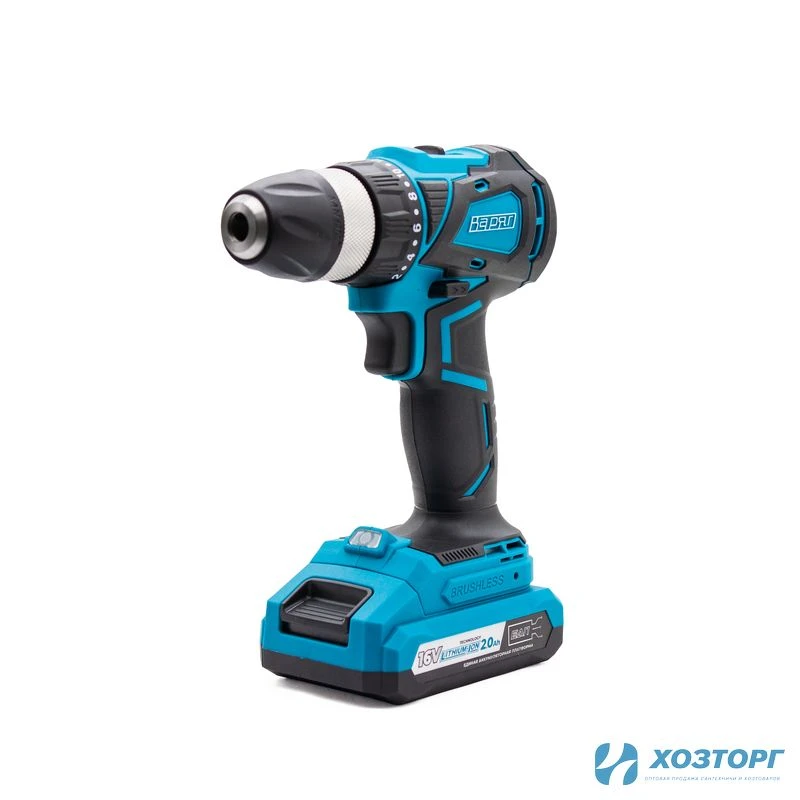 Дрель аккумуляторная ВАРЯГ ДА-16/2Н (БЕСЩЕТОЧНАЯ, 16В, пат10мм, 2 скорости, 42Нм, АКБ Li-ion 2,0Ач) кейс, 2 АКБ, З/У (0/0)