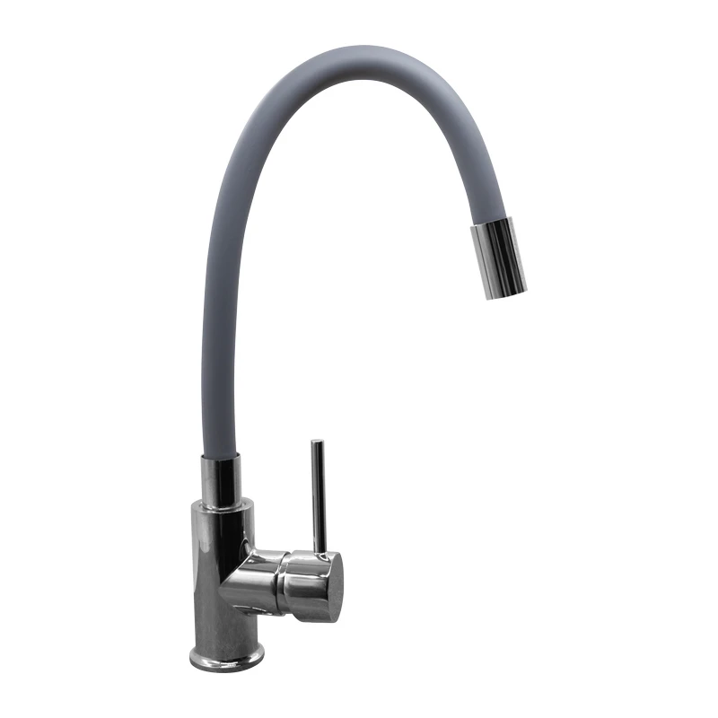 Смеситель  д/кухни DORON DC 2658GREY-N, шаровый,серый, излив гибкий силиконовый, п/г (1/10/120)