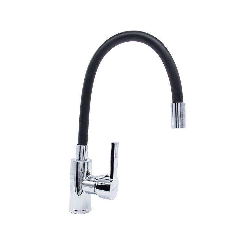 Смеситель  д/кухни Kranar KC 2626BLACK-N, шаровый, черный, излив гибкий силиконовый, п/г (1/10)