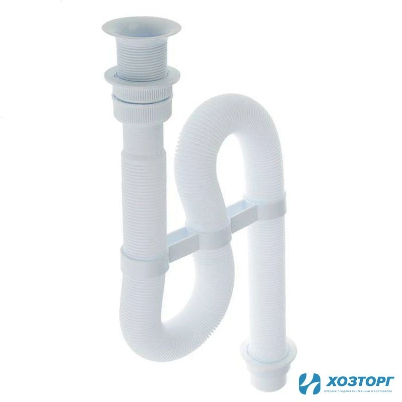 Сифон гофрированный 1 1/4" чашка Ø63мм, выпуск Ø40/50мм удлиненный VIR 30980313 (1/12)
