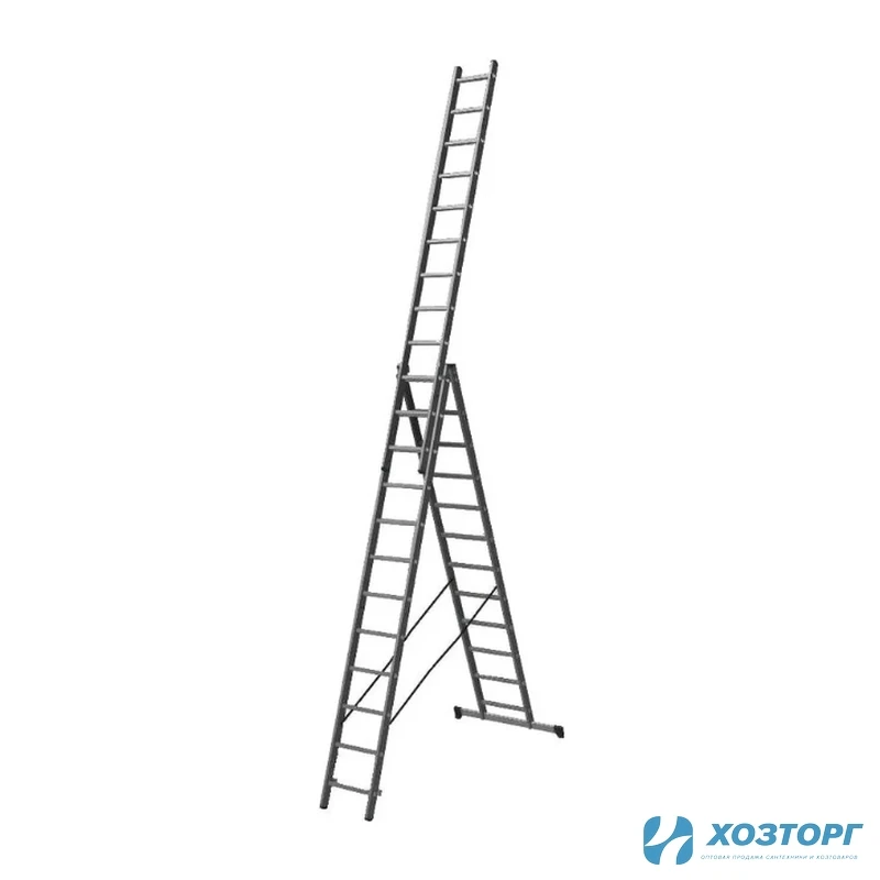 Лестница алюминиевая трёхсекционная 12 ступеней,  ВАРЯГ 3*12,  3,42/5,98/8 м (1/1)