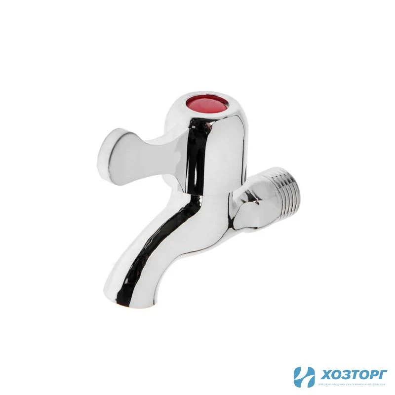 Кран водоразборный 1/2" (Цинк/хром) плоская ручка, кран букса 5541245  (1/150)