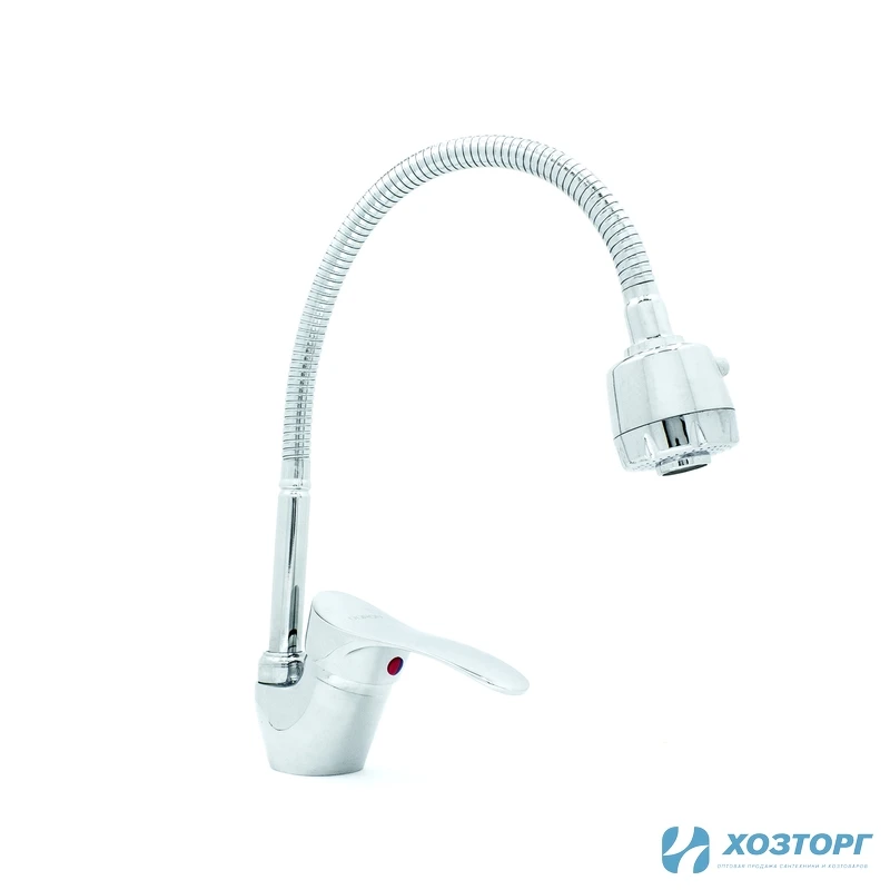 Смеситель д/к DORON D4301 шаровый, хром, излив гофрированный, п/г, без подводки (1/10)