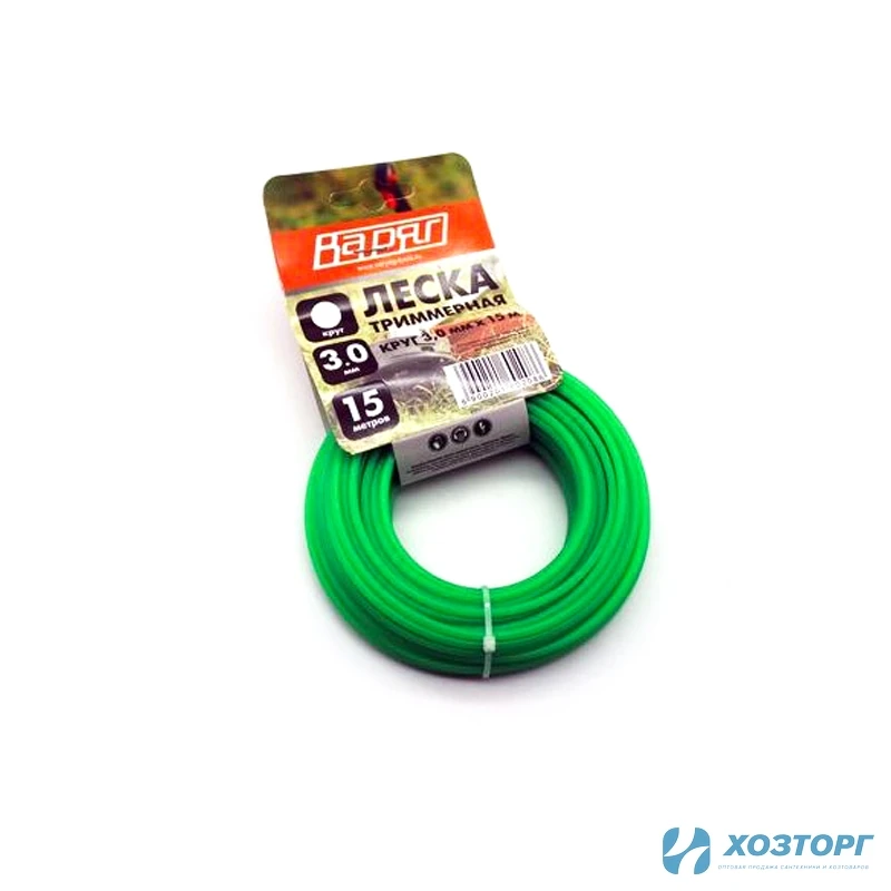 Леска ВАРЯГ 3,0 мм круг ,зеленый,15 метров (5/200)
