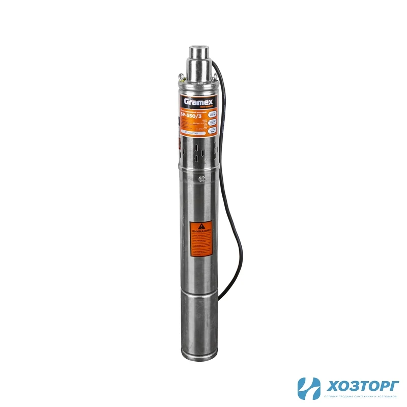 Винтовой скважинный насос  GRAMEX SP-550/3, 550Вт, ⌀75мм, напор 90м, подключение 1" кабель 1 м (1/1)