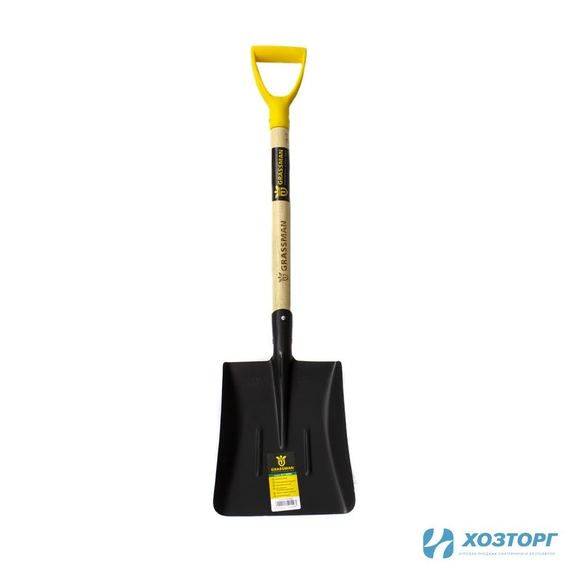 Лопата автомобильная совковая  с деревянным черенком GRASSMAN G-115624 (1/12/240)