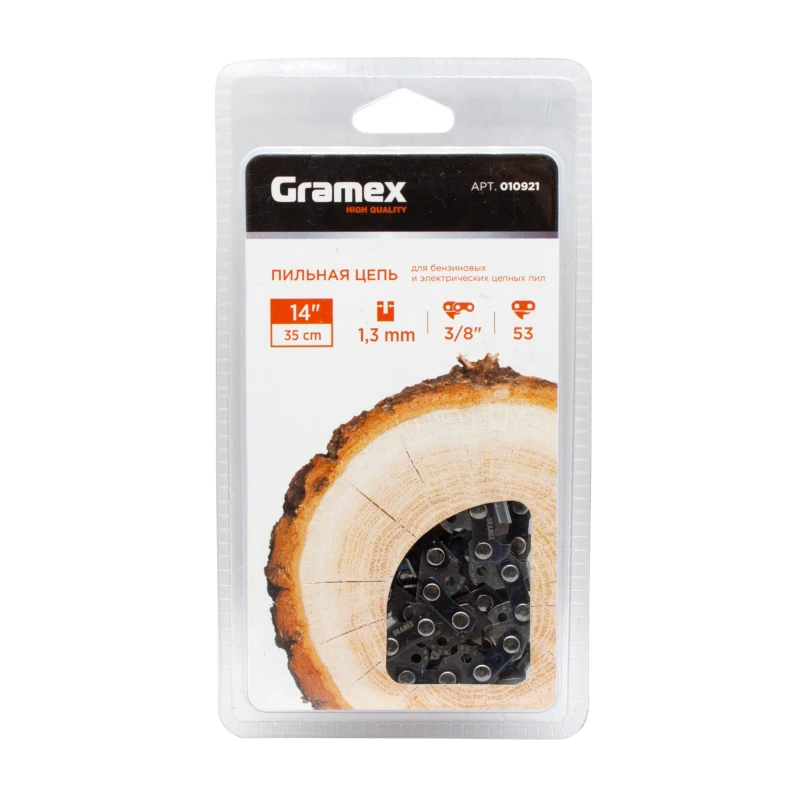 Цепь  пильная Gramex SEMI CHISEL 3/8" LP, 1,3мм, 53 звена ,блистер (1/100)