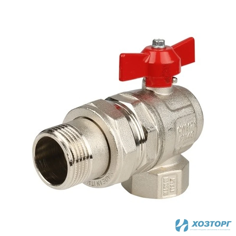 Кран шаровой ALT-Z 1" бабочка с американкой угловой полный проход 803 014010803 (5/40)
