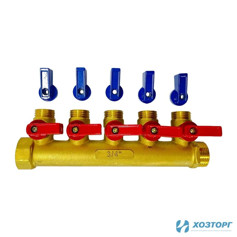 Коллектор с кранами 3/4"x1/2" на 5 выходов Damento Clima (1/25)