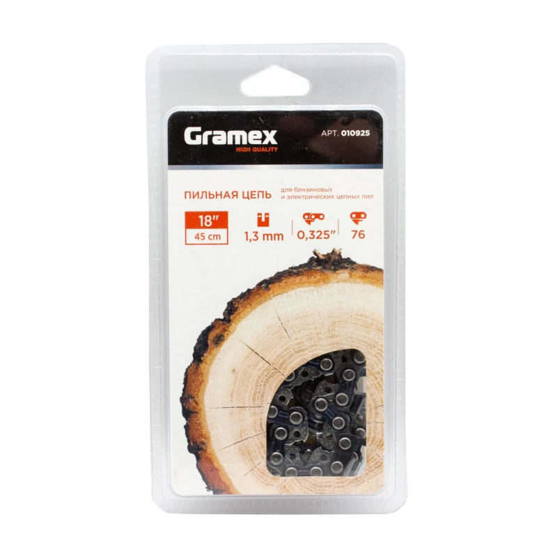 Цепь  пильная Gramex SEMI CHISEL 0,325, 1,3мм, 76 звеньев ,блистер (1/100)