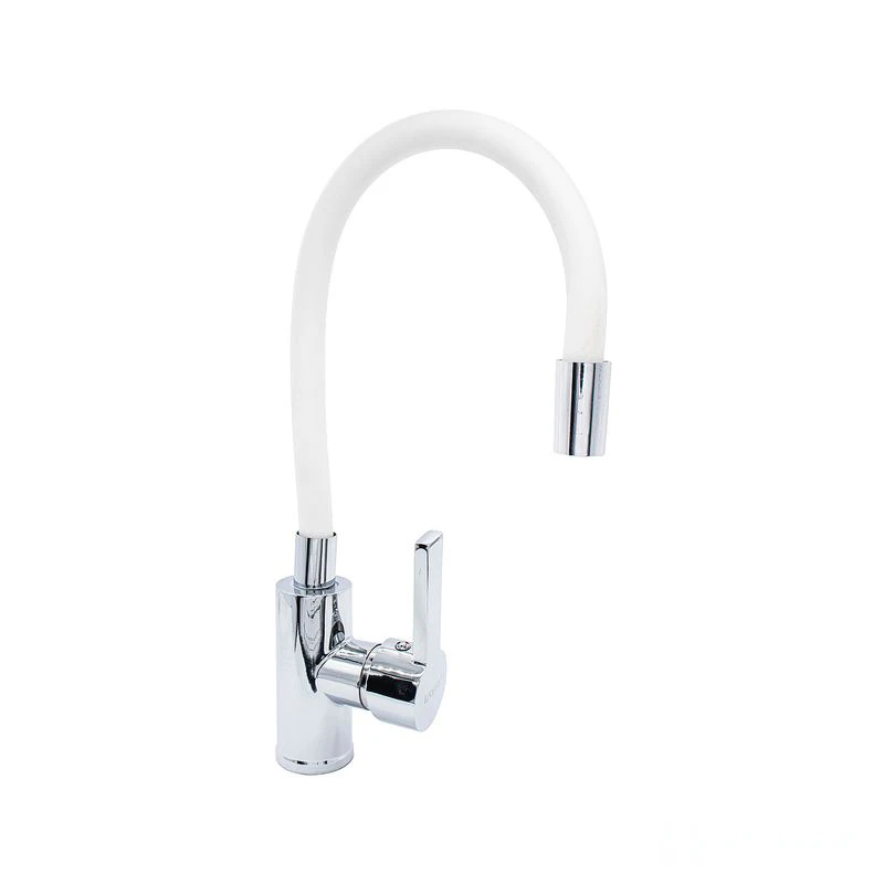 Смеситель  д/кухни Kranar KC 2626WHITE-N, шаровый, белый, излив гибкий силиконовый, п/г (1/10)