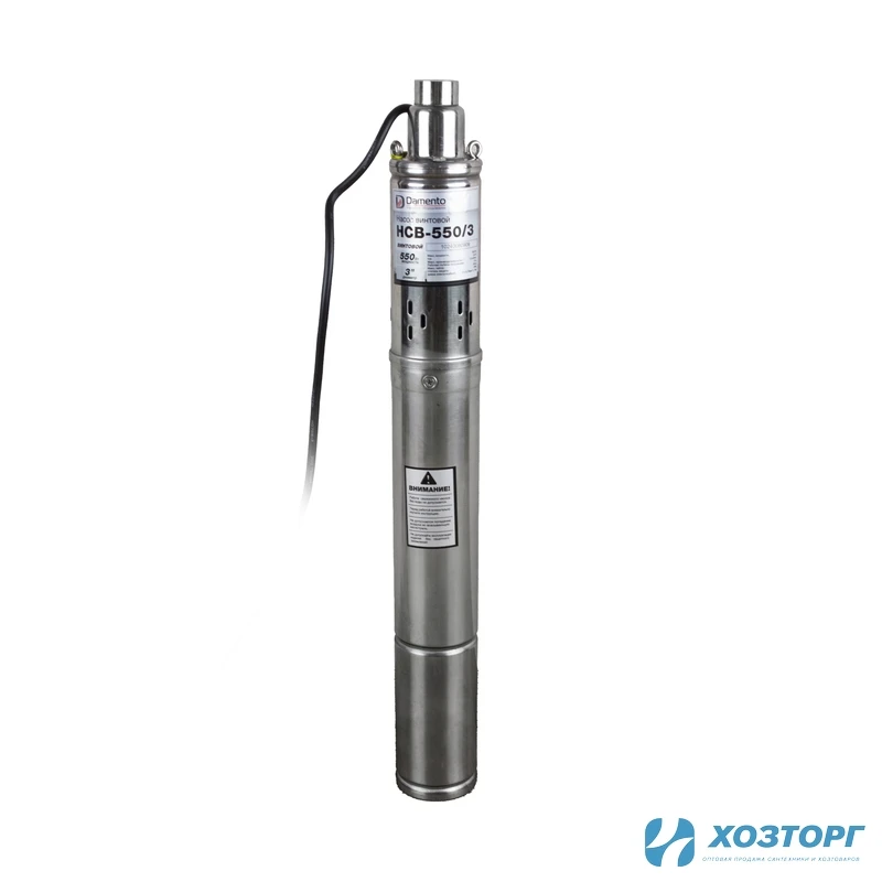 Винтовой скважинный насос  DAMENTO НСВ-550/3, 550Вт, ⌀75мм, напор 100м, подключение 1" (1/100)