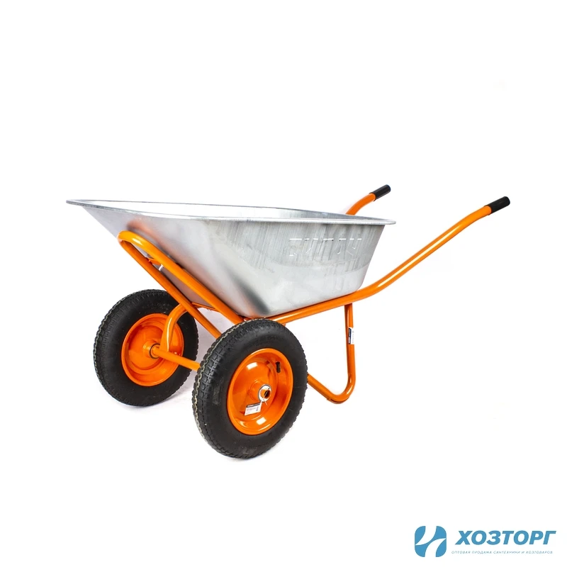 Тачка строительная СИЛАЧ - ТСт 110/2, 2 колесная ,(110л для сыпучего груза), 240 кг, 3.25-8/25, оранжевая рама, оранжевое колесо  (1/1)