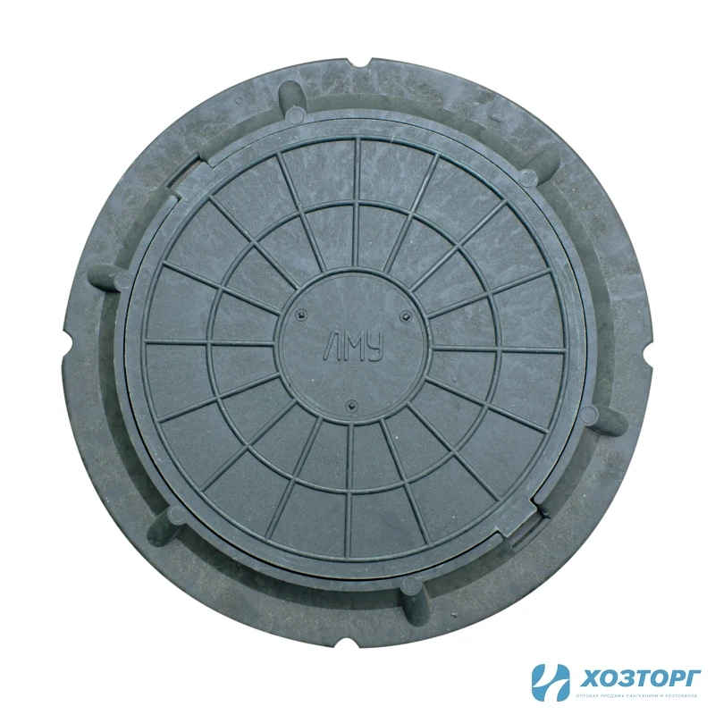 Люк колодца полимернопесчаный ЛМУ А30 нагрузка до 3 т. зеленый (1/50)