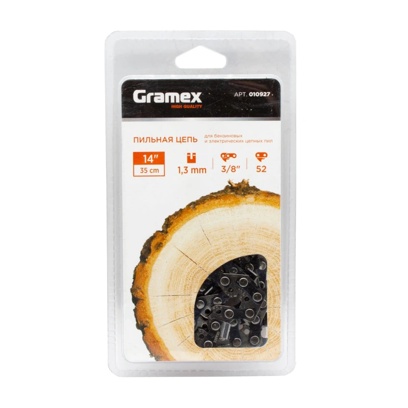Цепь  пильная Gramex SEMI CHISEL 3/8" LP, 1,3мм, 52 звена ,блистер (1/100)
