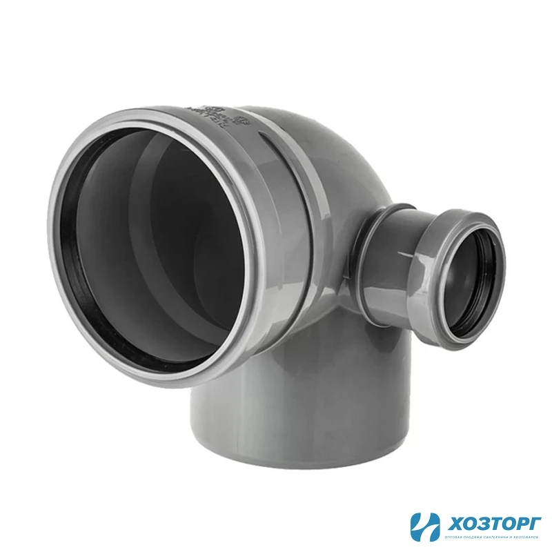 Колено канализационное с отводом  универсальное правое110х50х90 (1/30)