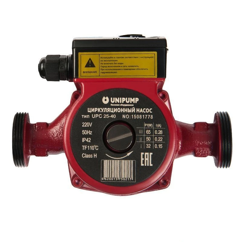 Насос циркуляционный UNIPUMP UPС 25-40, 180мм, напор 4м, 65Вт, подключение 1", 53843 (1/8)